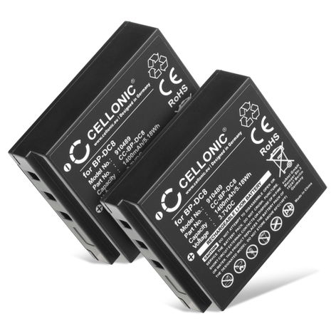 2x Battery for Leica X (Typ 113), Vario; X-E (Typ 102); X1; X2 BP-DC8 (1400mAh, 3.6V) from CELLONIC