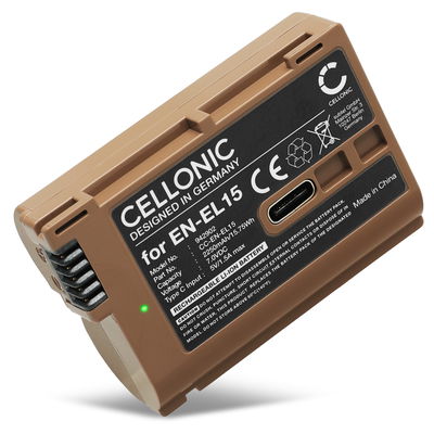 1x Batteria per Nikon D850 D750 D7500 1 V1 D810 D800 D7100 D7000 EN-EL15 EN-EL15b EN-EL15a (2250mAh, 7.4V) marca CELLONIC