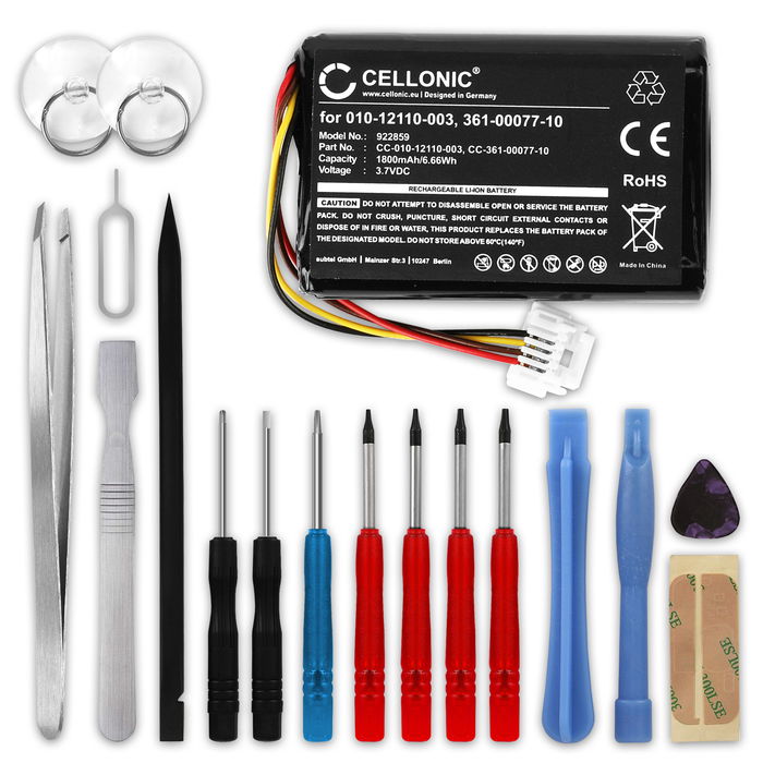 Garmin 361-00077-10 Batteria 1800mAh + Set di strumenti 17pz marcata Cellonic