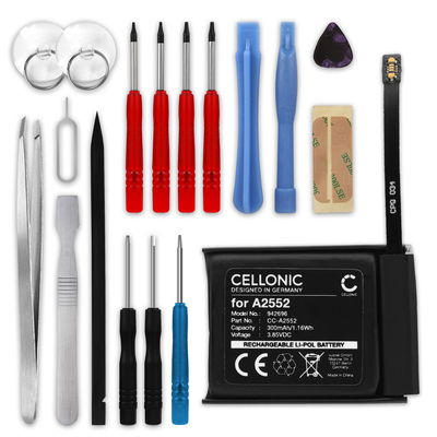 CELLONIC Batteria A2552 compatibile con Apple Watch 7 - 45mm 300mAh + Set di strumenti 17pz 