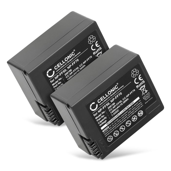 2x Batteria per Sony CCD-TRV608, CCD-TRV328, NP-FF50, NP-FF71, NP-FF51, NP-FF70 1400mAh da CELLONIC