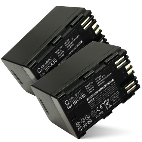 2x Batteria per Canon XF605; XF705; CA-CP200L; EOS C200, C200 PL BP-A30 (3400mAh, 14.4V) di CELLONIC