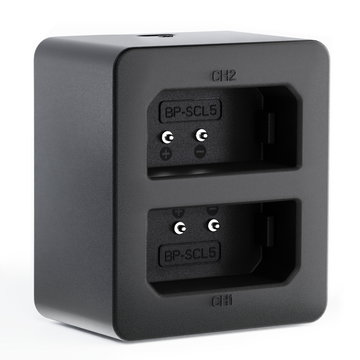 Caricatore USB doppio (LC-SCL5) per Leica M10, M10-P, M10-R + 1m Cavo USB di CELLONIC