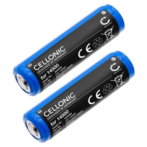 2x Batteria per Ledlenser MH5; P5R Core, Work; MH4; ML4; iH5R 14500 (800mAh, 3.7V) di CELLONIC