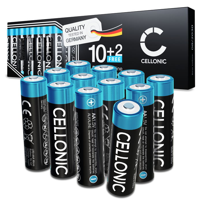 12-Pack CELLONIC 1.5V Alkaline AA Batteries - 2900mAh LR6, AM3, Mignon, MN1500 Disposable AA Batteries for Remote Controls, Toys, Torches, Clocks & More