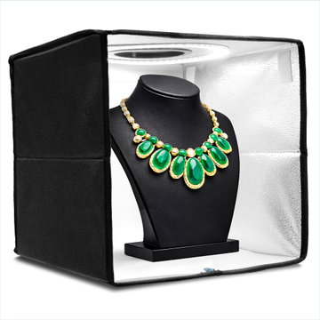 Box Fotografica Pieghevole 30cm – Anello LED, 120 Perline, CRI ≥97, 5500K Luce Diurna, Dimmeraggio 10 Livelli, 6 Sfondi & Borsa Trasporto da CELLONIC