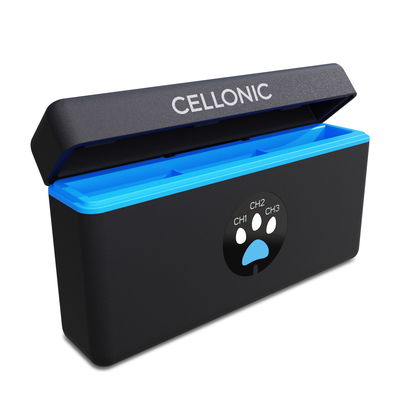 Custodia di ricarica da 3 postazioni per batterie GoPro Hero 12, 10, 11, 9 + 60cm + Cavo USB marca CELLONIC