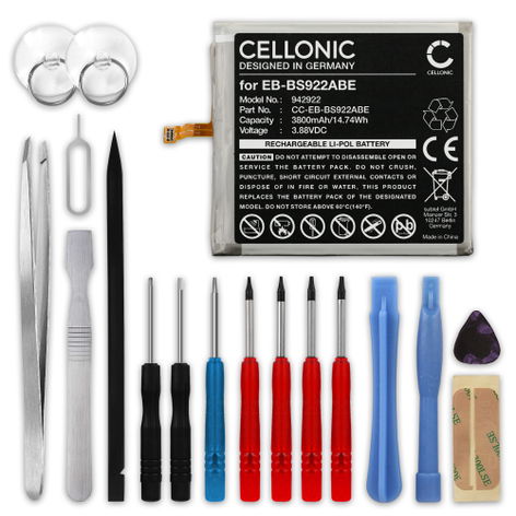Batteria per Samsung Galaxy S24; SM-S9210; SM-S921A; SM-S921B EB-BS922ABE (3800mAh, 3.88V) + attrezzi di CELLONIC