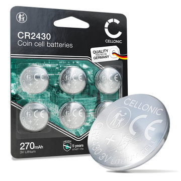 6x CR2430 Button Cell 3V 270mAh from CELLONIC