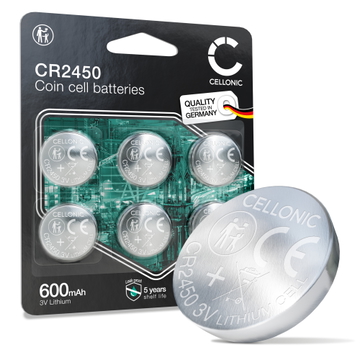6x CR2450 Button Cell 3V 600mAh from CELLONIC